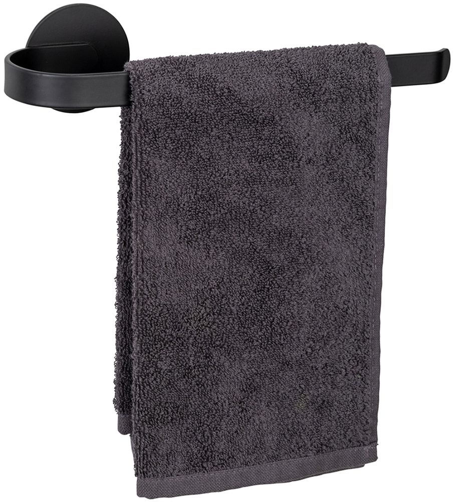 Handtuchhalter WENKO "Turbo-Loc Modell Bivio", schwarz, B:26,5cm H:6,5cm T:7,5cm, Aluminium, Handtuchhalter, Handtuchhalter, aus Aluminium, Befestigen ohne Bohren