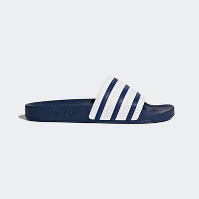 Badesandale ADIDAS ORIGINALS "ADILETTE", Gr. 37, blau (adiblu, weiß, adiblu), Synthetik, sportlich, Schuhe Badelatschen 