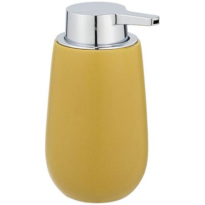 Seifenspender WENKO "Modell Badi", gelb, B:9,5cm H:16cm T:8cm, Keramik, Kunststoff, Dosierspender, für Flüssigseife, aus Keramik, matt, extra großer Pumpkopf, 320 ml Image
