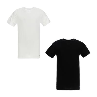 T-Shirt NIKE SPORTSWEAR "NHB BOYS 2PK CREW UNDERSHIRT", Kinder, Gr. 164/170 (176), schwarz-weiß (schwarz, weiß), Jersey, Obermaterial: 60% Baumwolle, 40% Polyester, bestickt, sportlich, Rundhals, Kurzarm, Shirts, für Kinder Image