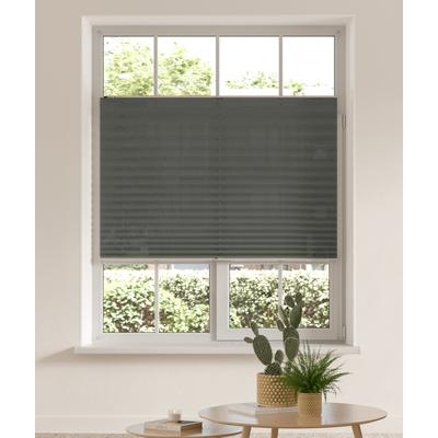 Plissee MY HOME "DAHRA - in Crush-Optik" Gr. 13, grau (dunkelgrau), B:95cm H:130cm, Obermaterial: 100% Polyester, Plissees, Fixmaß, Bestseller mit über 5500 4,5-Sterne-Bewertungen, Klemmträger Image