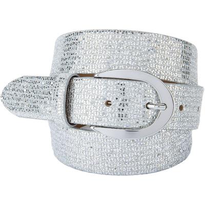 Ledergürtel BERND GÖTZ, Damen, Gr. 85, silber, Rindsleder, glänzend, unifarben, modisch, Gürtel, mit Glanzeffekt Image