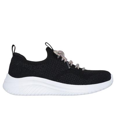 Skechers Girl's Ultra Flex 3.0 - Blinged Out Sneaker | Size 13.0 | Black | Textile | Machine Washable
