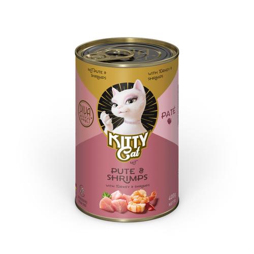 Sparpaket: 24x400g Kitty Cat Adult Pate Pute & Shrimps Katzenfutter nass