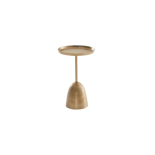 Runder Beistelltisch in Mattgold, lackiertes Aluminium. 33x33x53 cm | Kadima Design