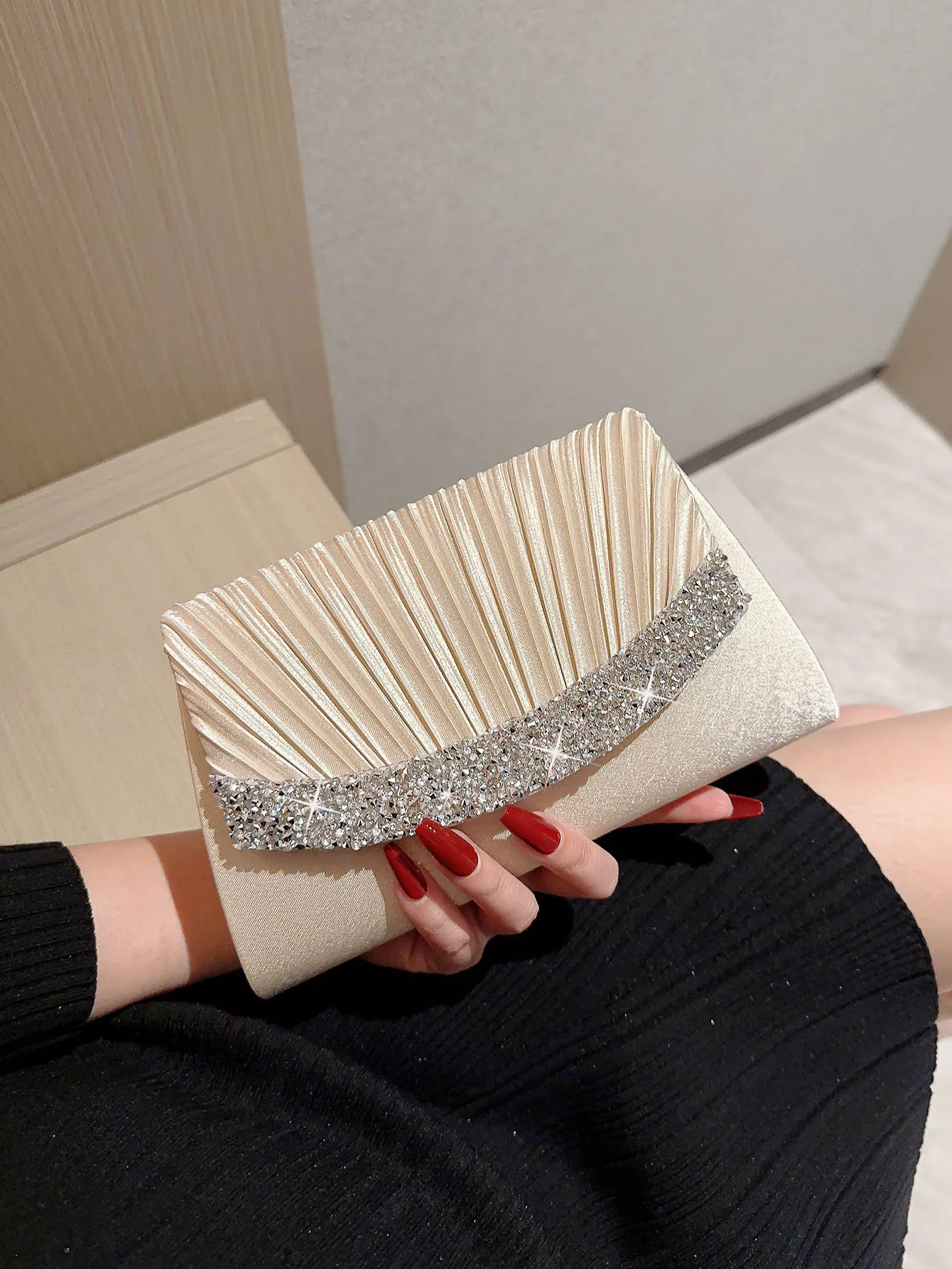 Una borsa da sera in velluto con strass lucido borsa da sera A mano borsa da sposa bianca romantica borsa da banchetto borsa da sposa borsa A catena borsa da festa formale borsa da ballo borsa A busta