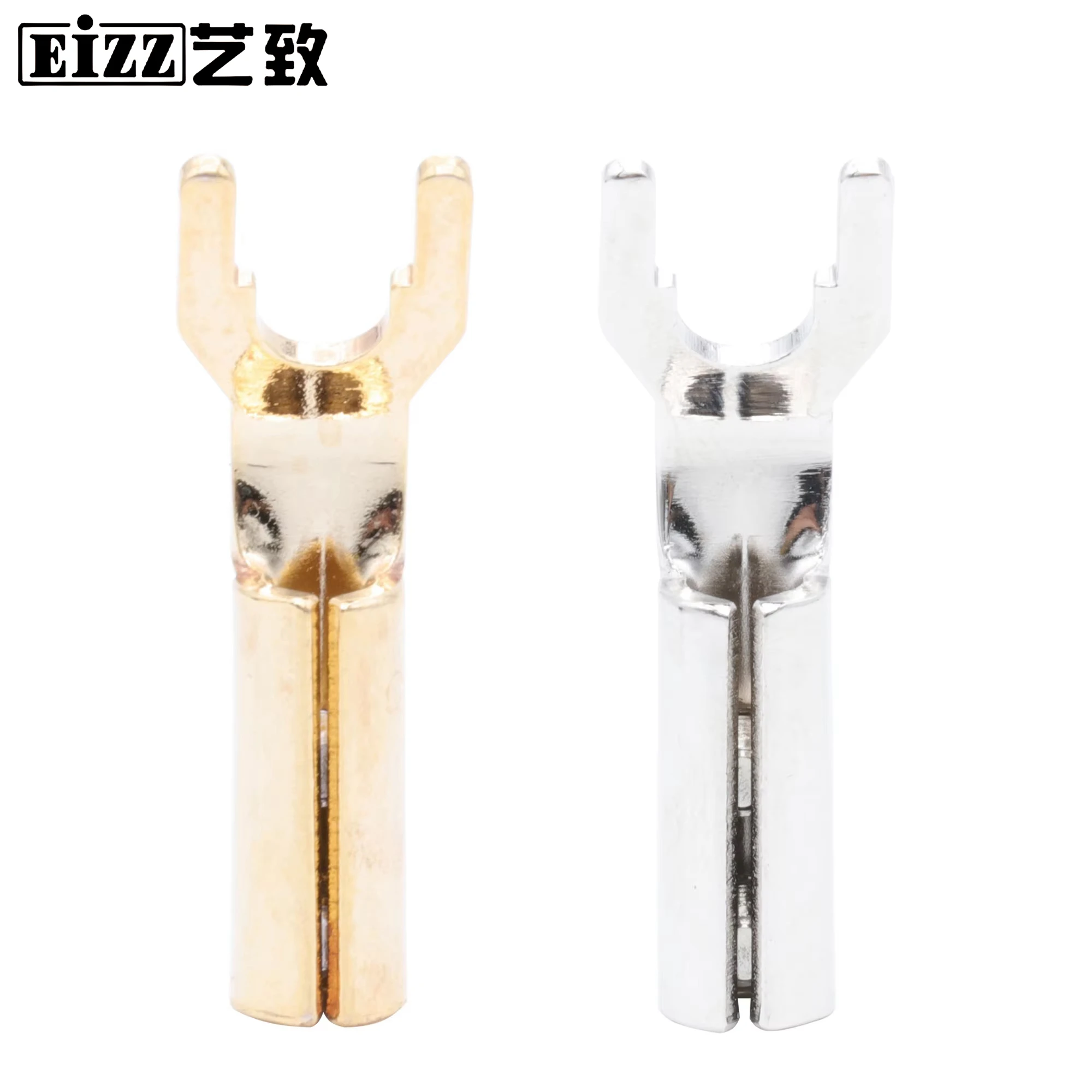 1pc eizz high-end-lautsprecher kabel spaten y gabel stecker bananen stecker kupfer klemmen buchsen anschlüsse hifi audio diy Image