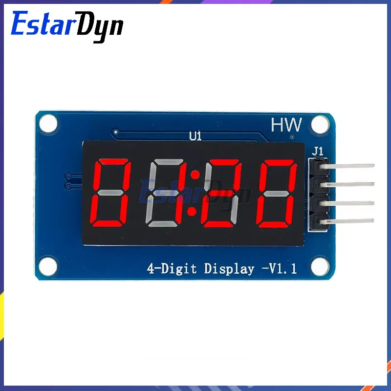 Estardyn TM1637 4 Bits digitales LED-Display für Arduino 7 Segment 0,36 Zoll Uhr RED Anode Tube Four Serial Driver Board Pack Image