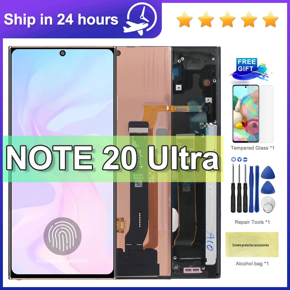 AMOLED Note 20 Ultra Display-Baugruppe für Samsung Note 20 Ultra 5G N985F N986B LCD-Display Touchscreen mit Rahmen Image