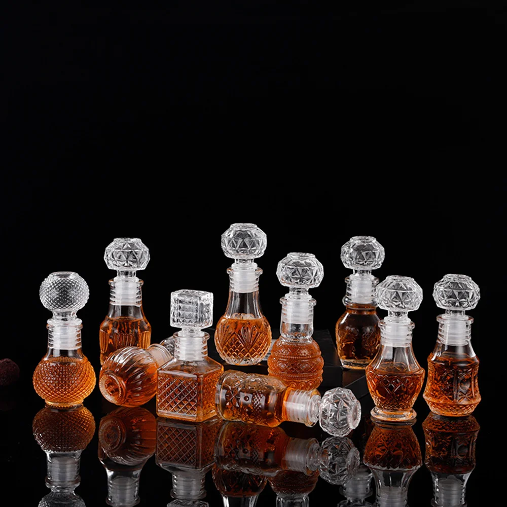 Modische transparente Whisky glas Weinflasche Honig glas verdickt Mini leere Weinflasche Dekoration versiegelt Wein Vorrats glas Image