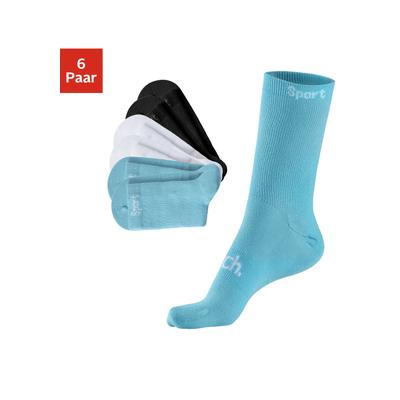 Sportsocken BENCH., Herren, Gr. 39-42, bunt (2x türkis, 2x weiß, 2x schwarz), Baumwollmischung, unifarben, elastisch, Socken, mit antibakterieller Feuchtigkeitsregulierung Image