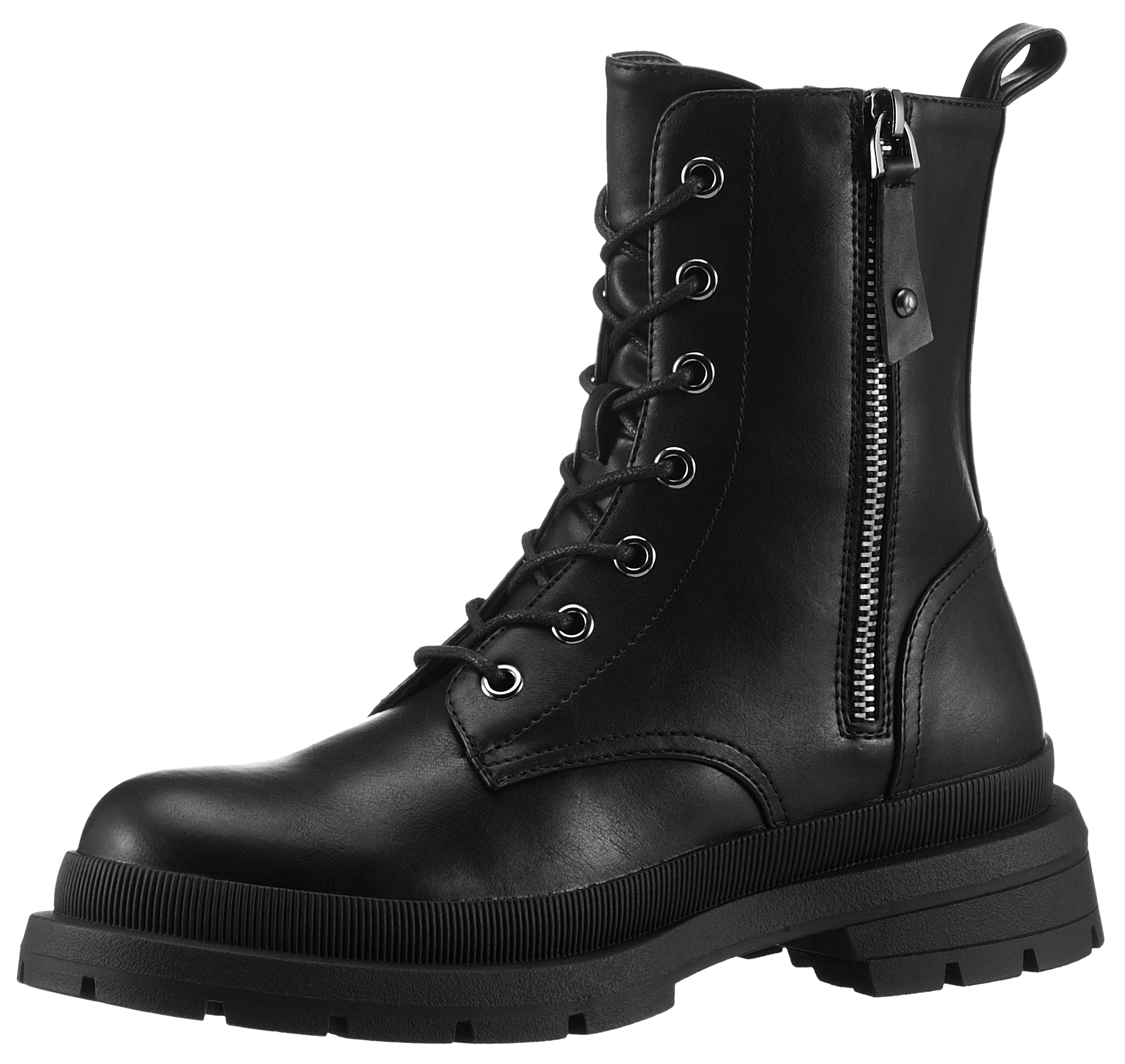 Schnürboots ANISTON SHOES, Damen, Gr. 41, schwarz, Lederimitat, Schuhe Workerboots Schnürboots, Schnürstiefelette, Workerboots, Profilsohle - NEUE KOLLEKTION