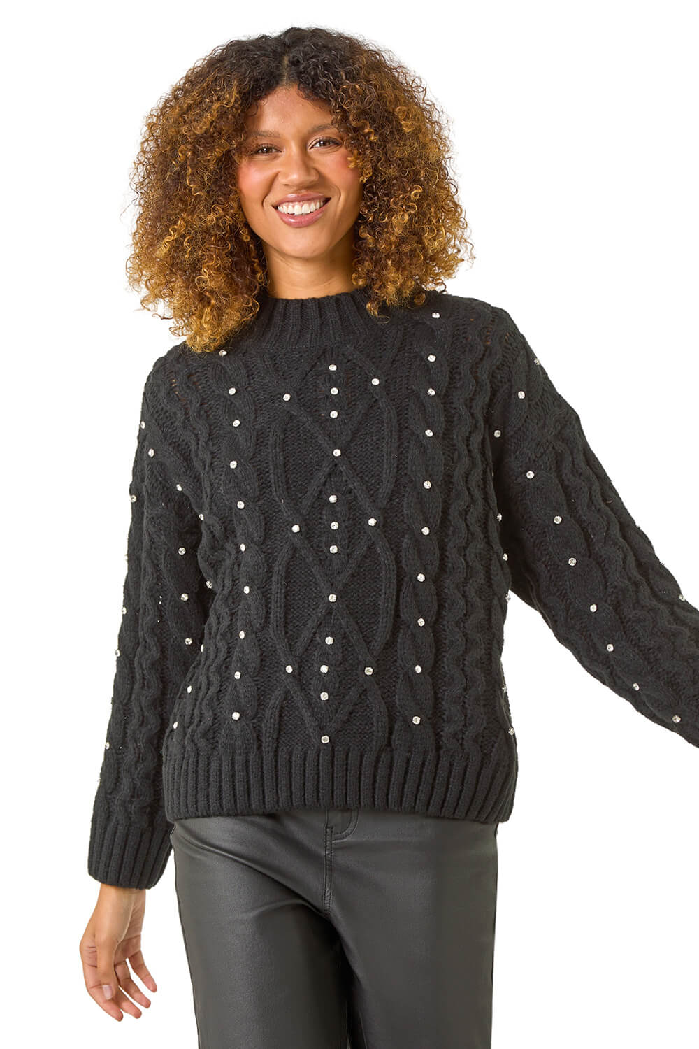 Roman Womens AO Diamante Jumper - Black - Size 12 UK | Roman Sale | Discount Designer Brands