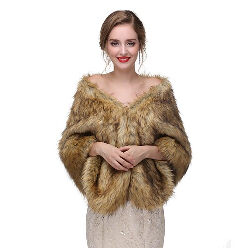 Elegant Damen Goldene Zwanziger Kunstpelz-Schal Der große Gatsby Charleston Kostüm Damen Valentinstag Maskerade Täglich Party Hochzeit Erwachsene Schal Herbst Winter Ganzjahres Image