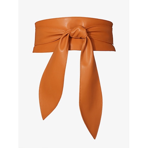Breiter roter Obi-Gürtel aus Kunstleder für Damen – eleganter Taillenmieder mit Knotendesign für Kleider und Oberbekleidung Image