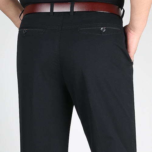 Herren Anzughosen Hose Hosen Chinesisch Chino Knopf Tasche Gerade geschnitten Glatt Komfort Formal Party Arbeit Modisch Klassicher Stil Cachi scuro Hellkaki Mikro-elastisch Image