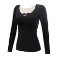 Mepaouo Long Sleeve Undershirt for Women Warm Fleece Lined Soft Base Layers Thermal Shirts(Black L)