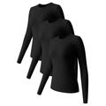 Mepaouo 3 Pack Womenâ€™s Thermal Shirts Fleece Lined Compression Long Sleeve Base Layer Tops(Black L)