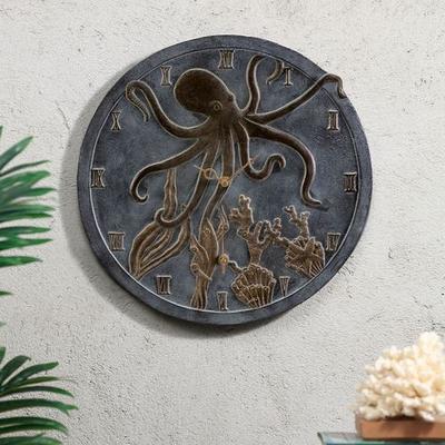 Octopus Garden Thermometer Wall Clock Gray , Gray