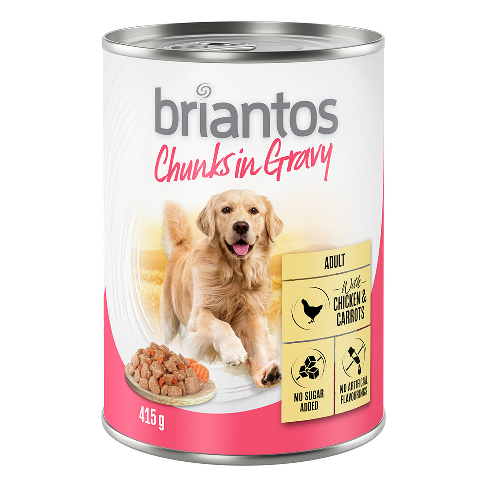 6x415g Chicken & Carrots Chunks in Gravy Briantos Wet Dog Food