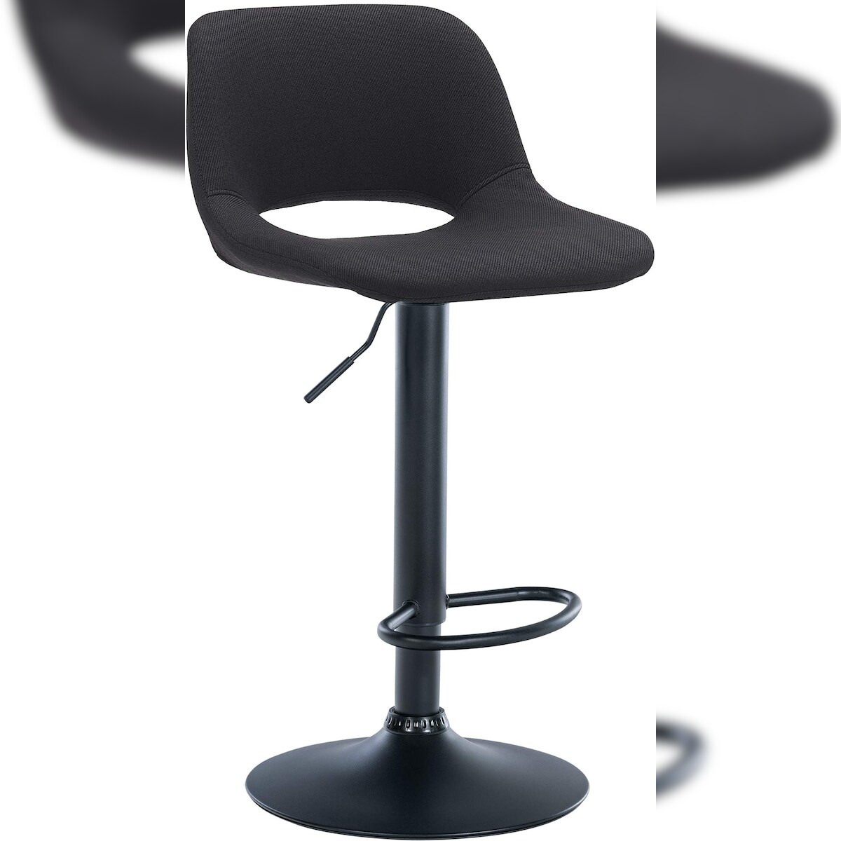 DELUKE® Barhocker JAKSON - Schwarz, Stoff, Schwarz | Barhocker mit Lehne Barstuhl Tresenhocker Tresenstuhl Kneipenhocker Kneipenstuhl Image