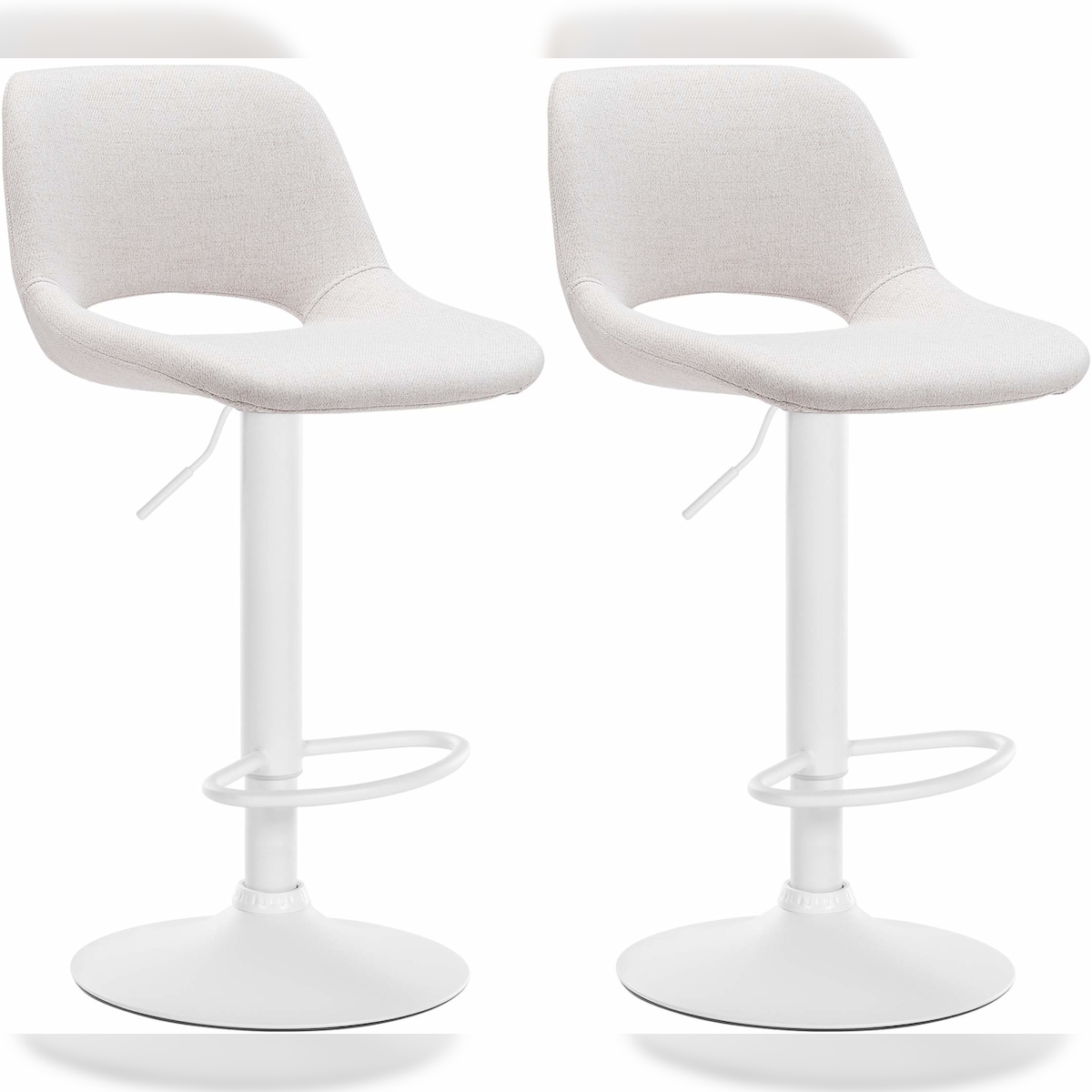 DELUKE® Barhocker 2er Set JAKSON - Creme, Stoff, Weiß | Barhocker mit Lehne Barstuhl Tresenhocker Tresenstuhl Kneipenhocker Kneipenstuhl Image