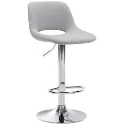 DELUKE® Barhocker JAKSON - Hellgrau, Stoff, Chrom | Barhocker mit Lehne Barstuhl Tresenhocker Tresenstuhl Kneipenhocker Kneipenstuhl