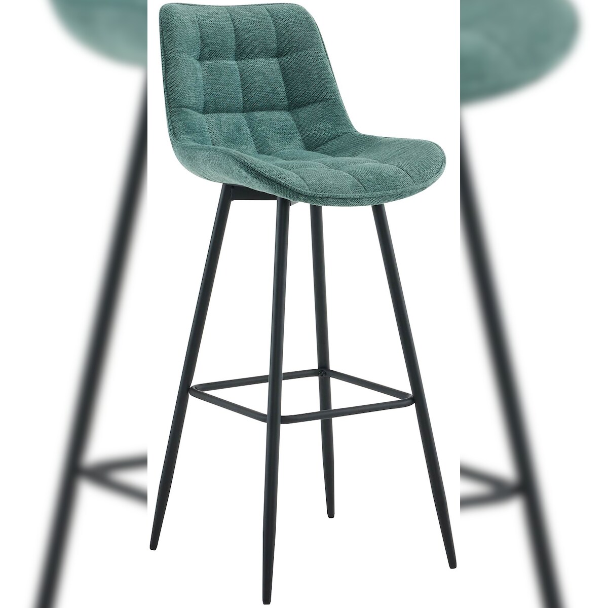 DELUKE® Barhocker SYDNEY - Grün, Stoff | Barhocker mit Lehne Barstuhl Tresenhocker Tresenstuhl Kneipenhocker Kneipenstuhl Image