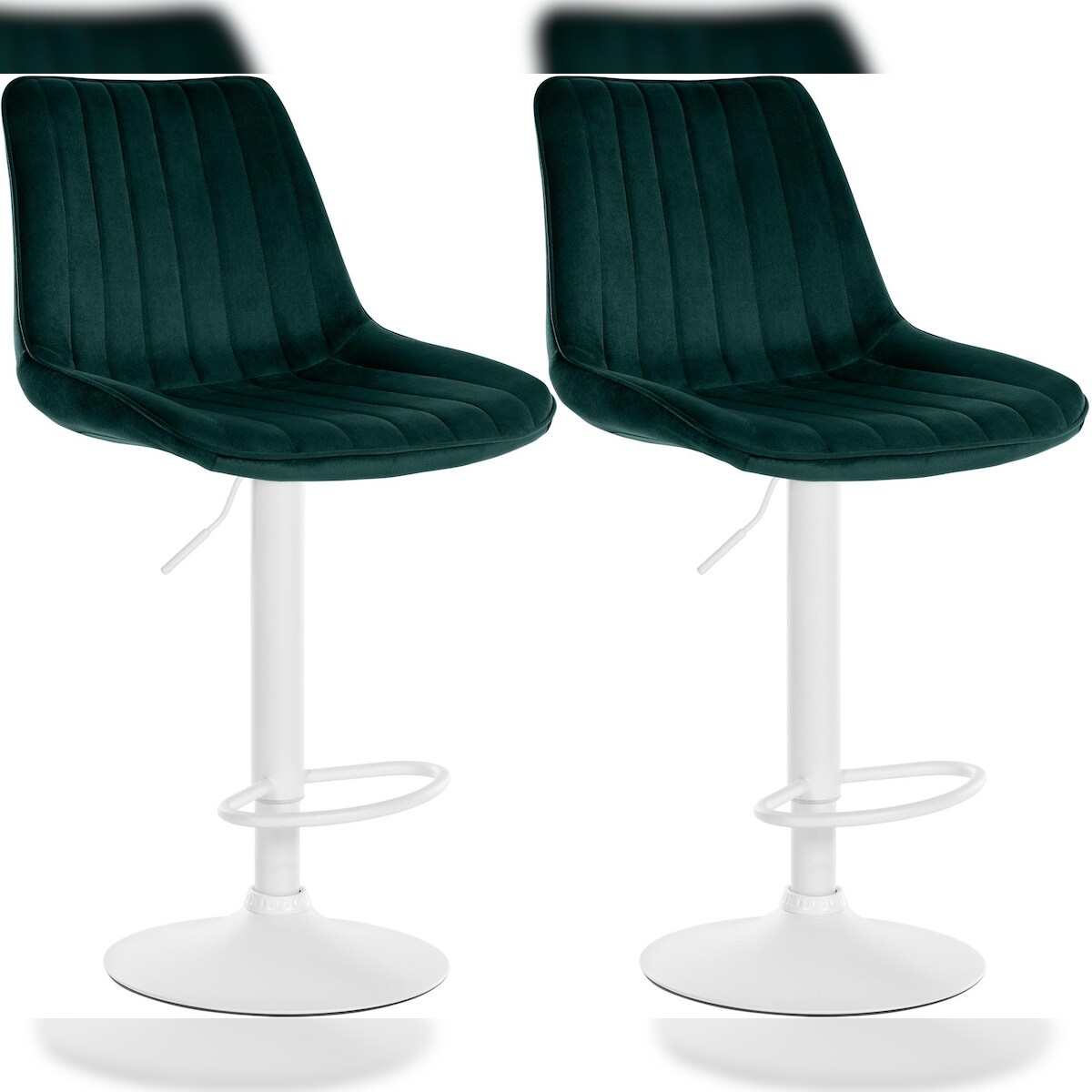 DELUKE® Barhocker 2er Set RIO - Grün, Samt, Weiß | Barhocker mit Lehne Barstuhl Tresenhocker Tresenstuhl Kneipenhocker Kneipenstuhl Image