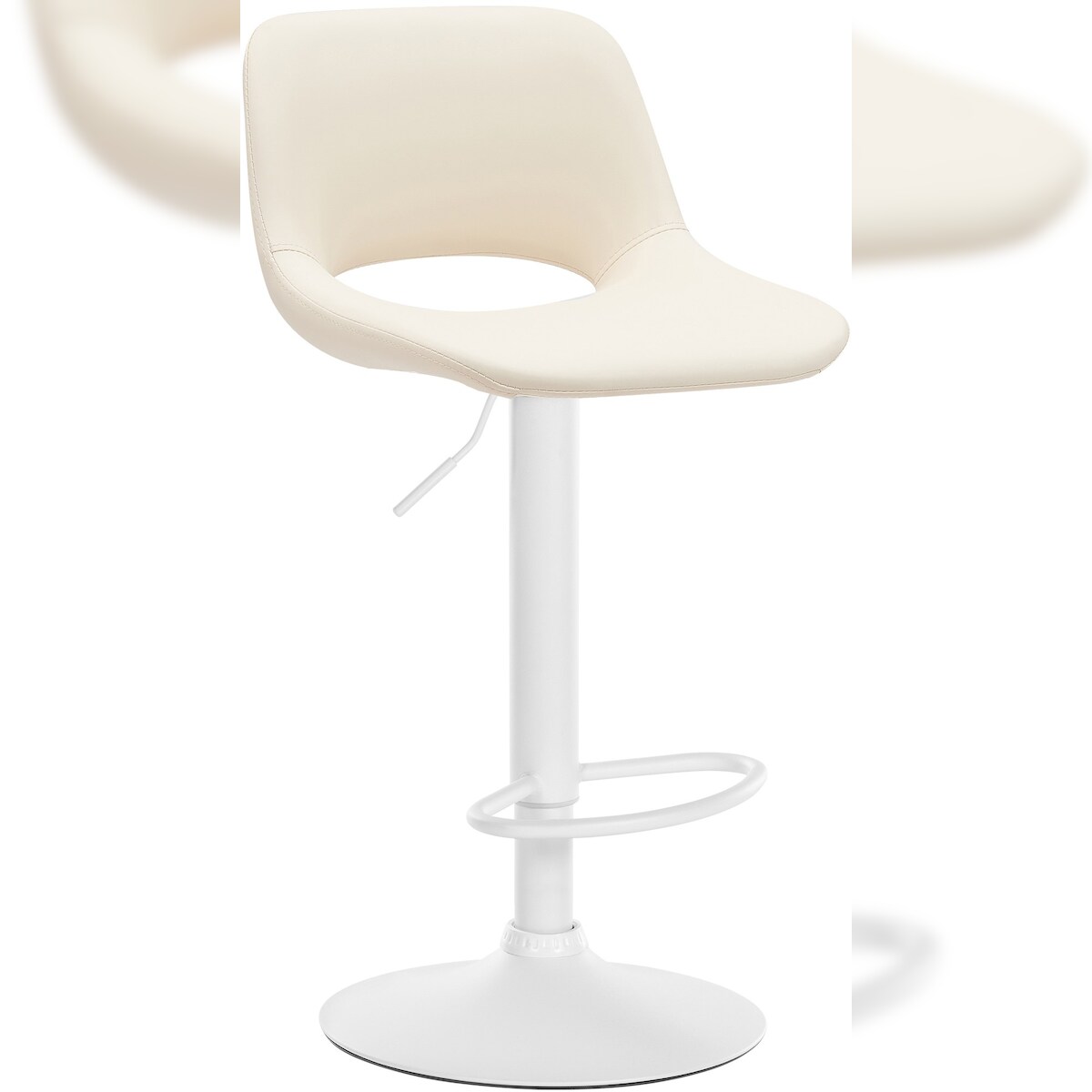 DELUKE® Barhocker JAKSON - Creme, Kunstleder, Weiß | Barhocker mit Lehne Barstuhl Tresenhocker Tresenstuhl Kneipenhocker Kneipenstuhl Image