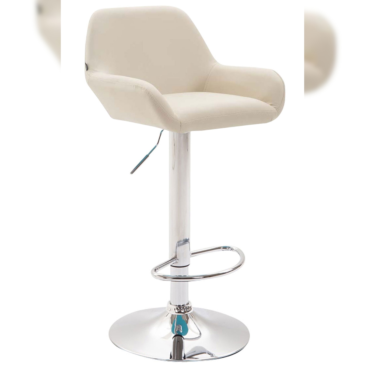 DELUKE® Barhocker DUBLIN - Creme, Kunstleder, Chrom | Barhocker mit Lehne Barstuhl Tresenhocker Tresenstuhl Kneipenhocker Kneipenstuhl Image