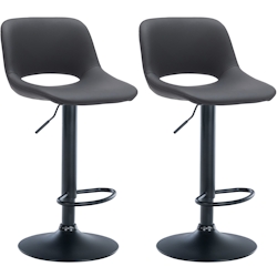 DELUKE® Barhocker 2er Set JAKSON - Schwarz, Kunstleder, Schwarz | Barhocker mit Lehne Barstuhl Tresenhocker Tresenstuhl Kneipenhocker Kneipenstuhl