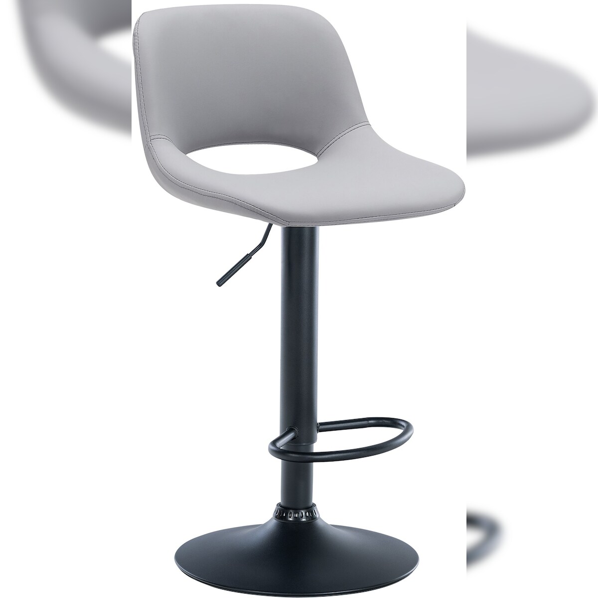 DELUKE® Barhocker JAKSON - Grau, Kunstleder, Schwarz | Barhocker mit Lehne Barstuhl Tresenhocker Tresenstuhl Kneipenhocker Kneipenstuhl Image