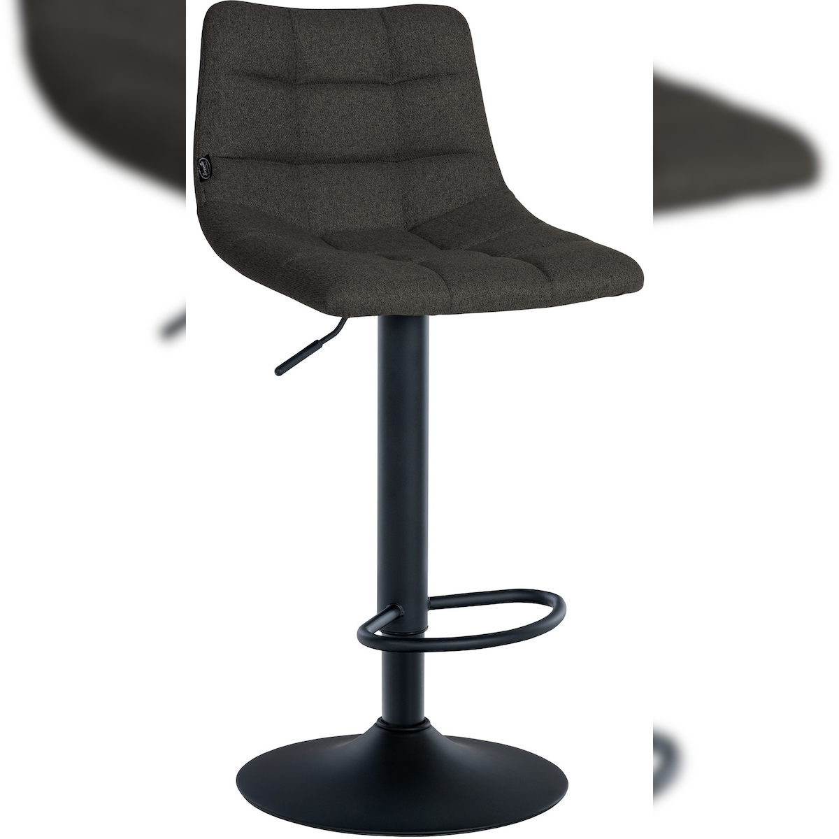 DELUKE® Barhocker DUBAI - Dunkelgrau, Stoff, Schwarz | Barhocker mit Lehne Barstuhl Tresenhocker Tresenstuhl Kneipenhocker Kneipenstuhl Image