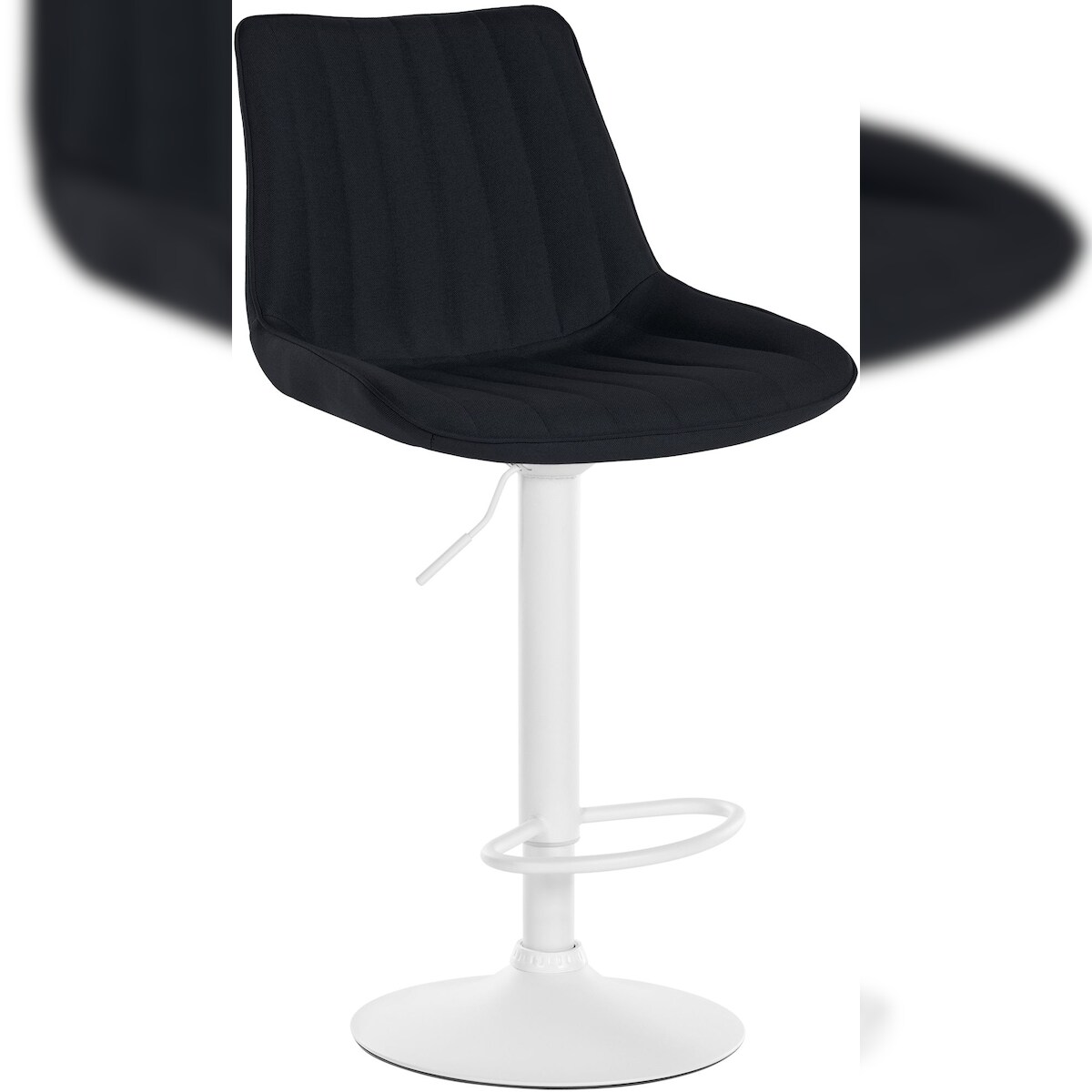 DELUKE® Barhocker RIO - Schwarz, Stoff, Weiß | Barhocker mit Lehne Barstuhl Tresenhocker Tresenstuhl Kneipenhocker Kneipenstuhl Image