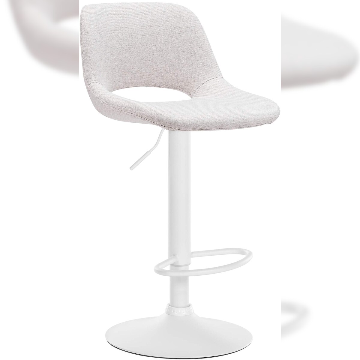 DELUKE® Barhocker JAKSON - Creme, Stoff, Weiß | Barhocker mit Lehne Barstuhl Tresenhocker Tresenstuhl Kneipenhocker Kneipenstuhl Image