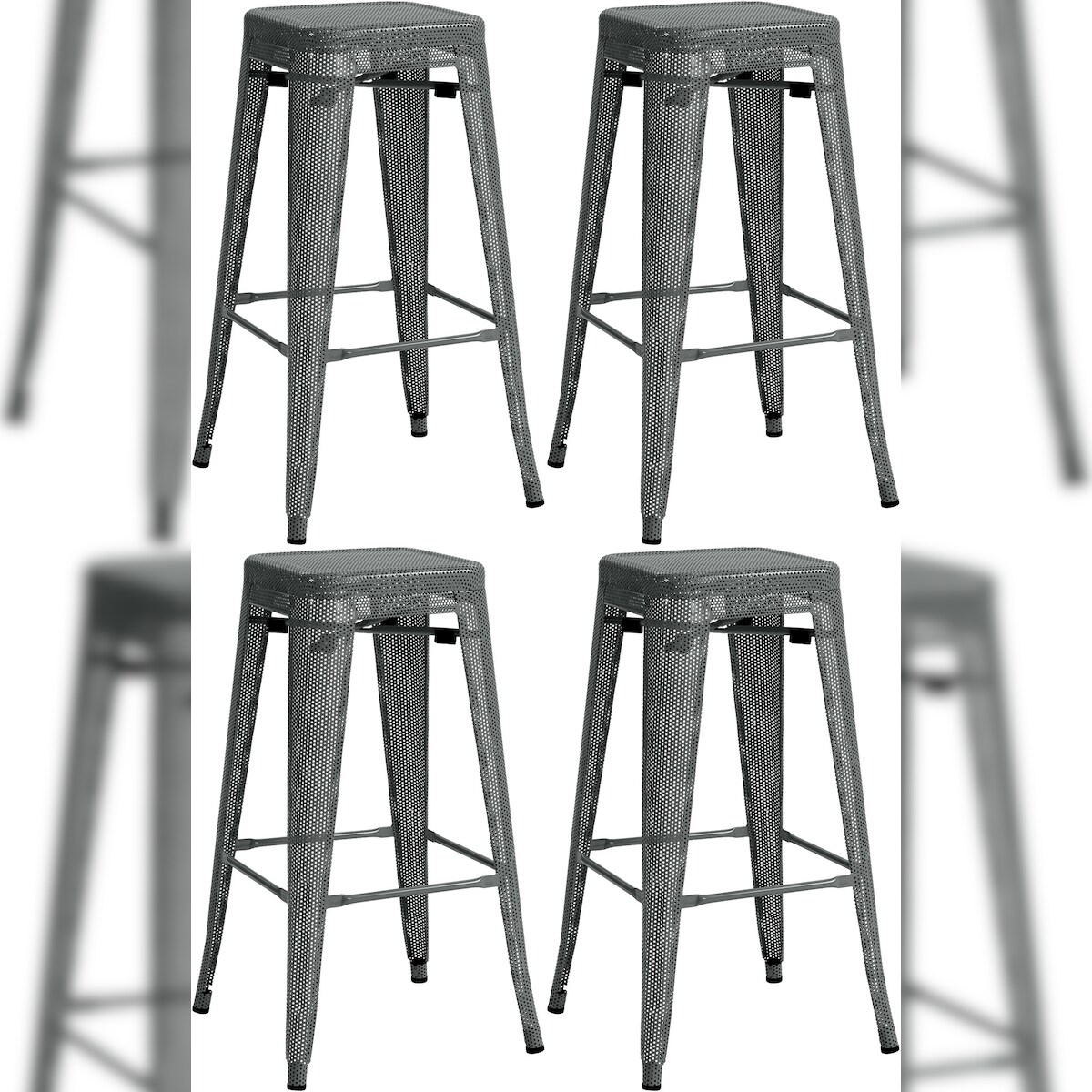 DELUKE® Barhocker 4er Set SEOUL - Grau, Metall | Barhocker ohne Lehne Barstuhl Tresenhocker Tresenstuhl Kneipenhocker Kneipenstuhl Image