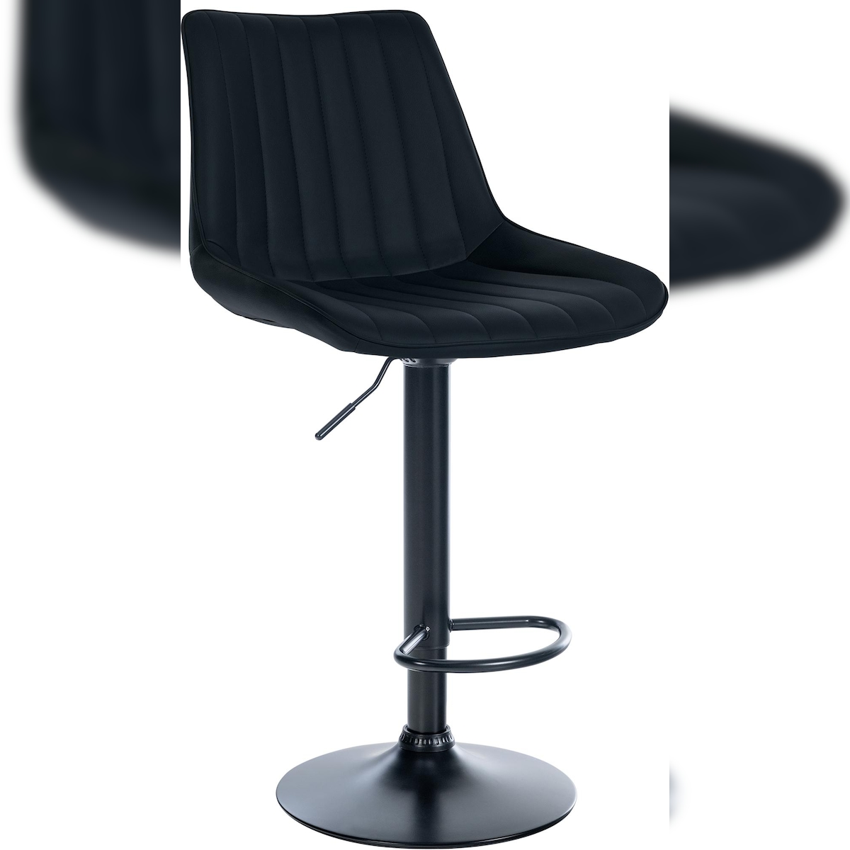 DELUKE® Barhocker RIO - Schwarz, Kunstleder, Schwarz | Barhocker mit Lehne Barstuhl Tresenhocker Tresenstuhl Kneipenhocker Kneipenstuhl Image