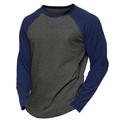 Per uomo Maglietta Camicia a Maniche Lunghe Felpa Manica Lunga Girocollo Estate Tinta unica Quotidiano Casual Stile da Strada Blocco di colore All'aperto Streetwear Casual Nero Blu Grigio chiaro