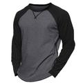 Per uomo Maglietta Camicia a Maniche Lunghe Felpa Manica Lunga Girocollo Estate Tinta unica Quotidiano Casual Stile da Strada Blocco di colore All'aperto Streetwear Casual Nero Blu Grigio chiaro