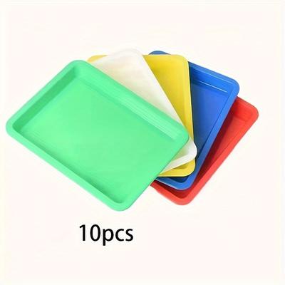 TEMU 10pcs Solid Color Plastic Art Trays - Vibrant Storage Solution For Diy Projects, Painting, And Beading Suitable For Home And Use Image