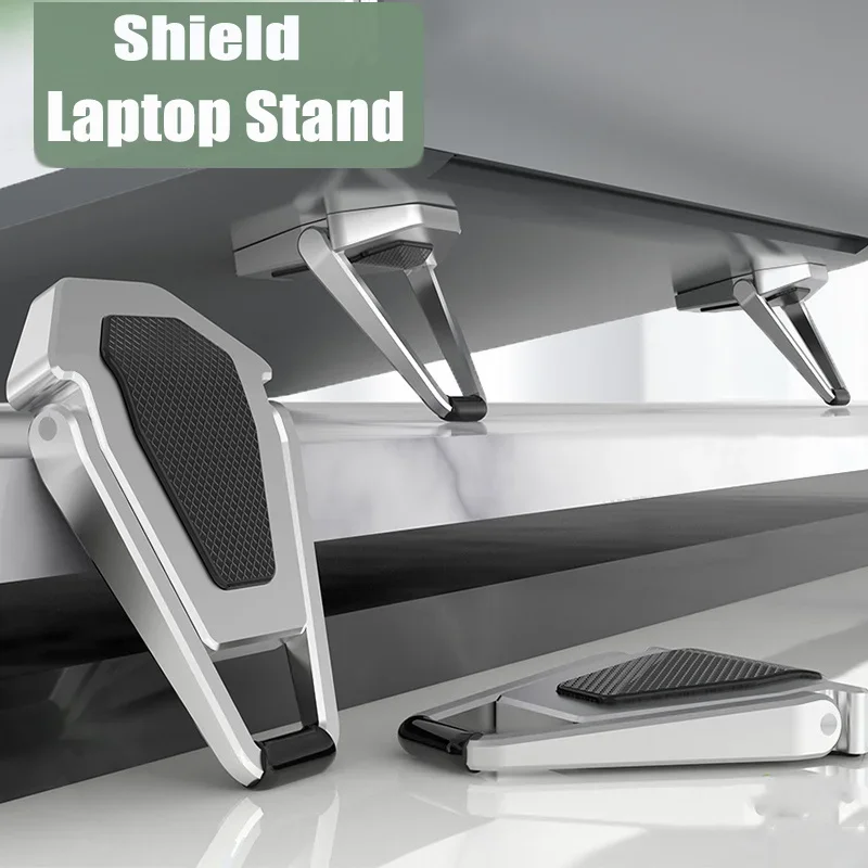Tragbarer unsichtbarer Laptop-Ständer, Mini-Aluminium-Kühlpad, Ständer für Computertastaturmontage, ergonomischer, leichter Laptop-Schreibtisch Image