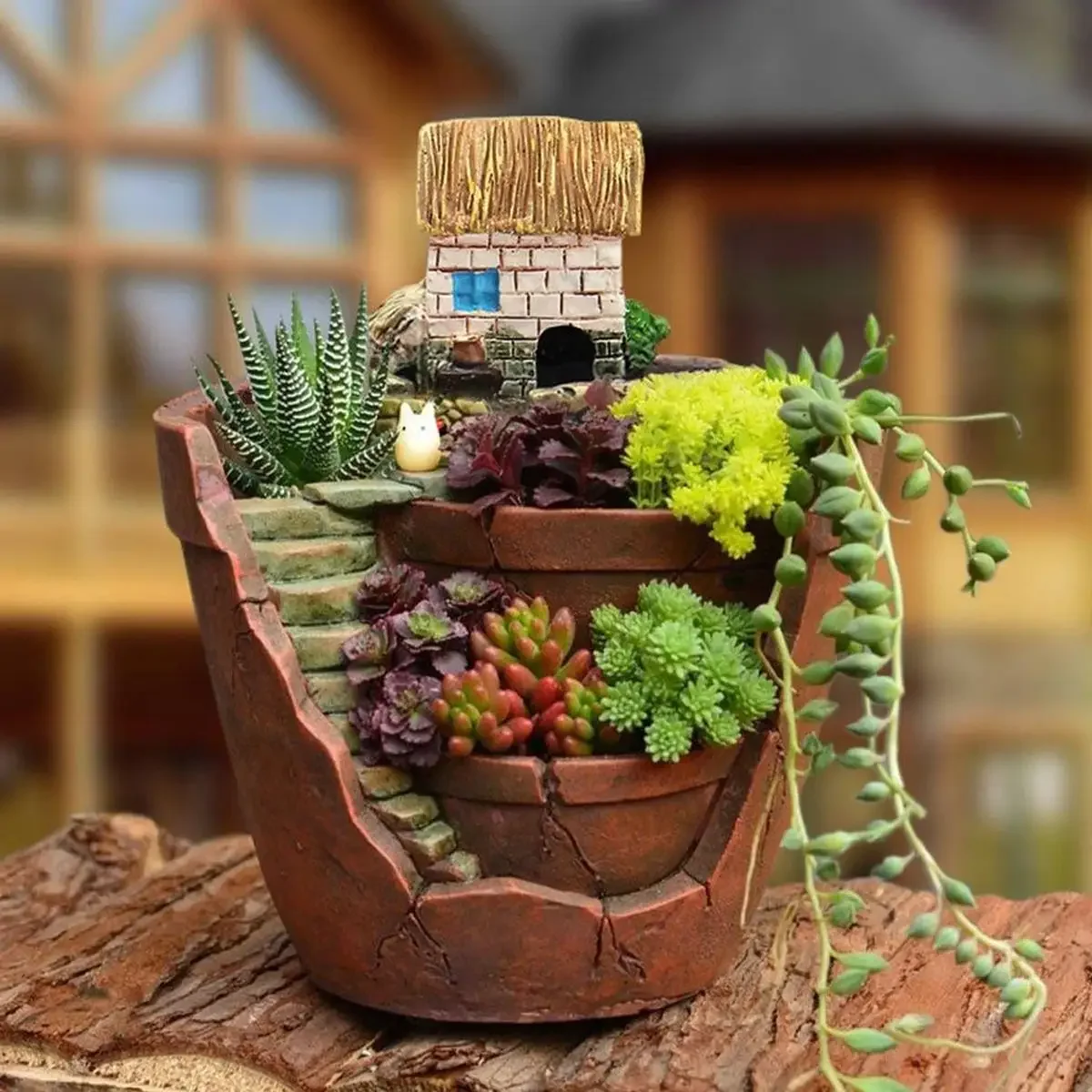 Nordische kreative runde saftige Blumentopf faul saftiger Topf saftige Pflanze Mini Cartoon Harz Blumentopf Image