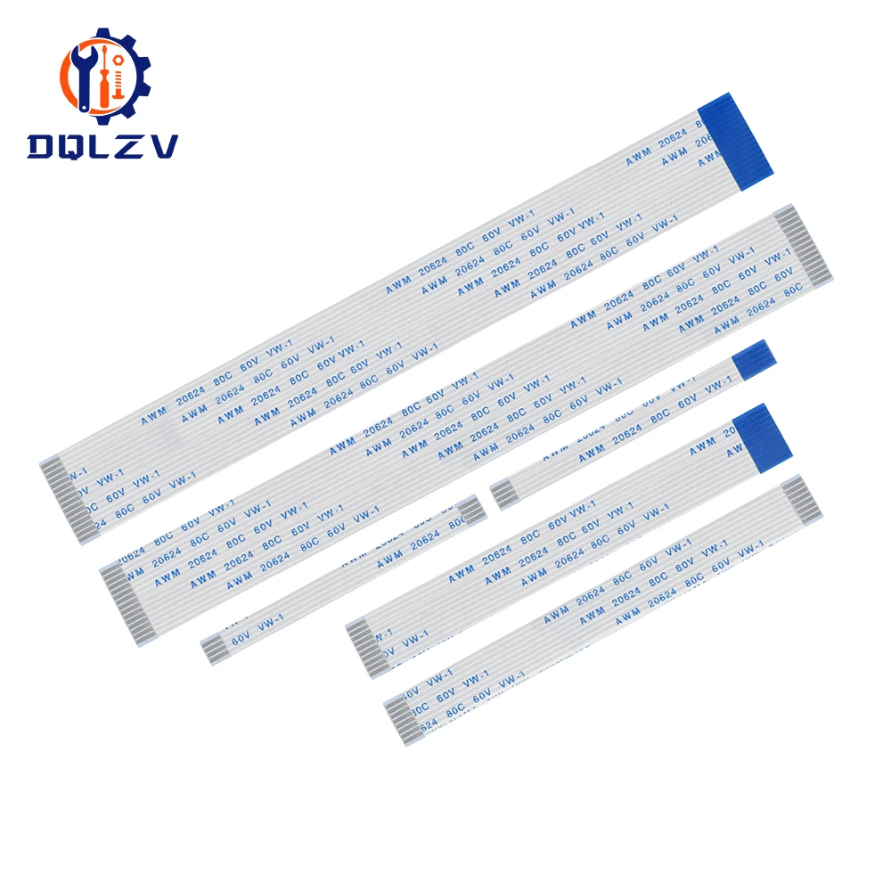 10 Stück flaches flexibles Kabel FFC FPC AWM 20624 80C 60 V VW-1 FFC-0,5 mm 1,0 mm 4/6/8/10/12/14/16/18/20/22 Pin Leitungslänge 5/10/15/20 cm Image