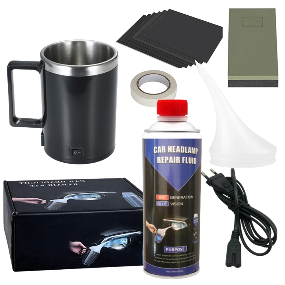 650g/500ml Scheinwerfer Regeneration Reinigung Renoviert Auto Scheinwerfer Renovierung Kit Polieren Auto Lampen Wasserkocher Für Scheinwerfer Lampen Image