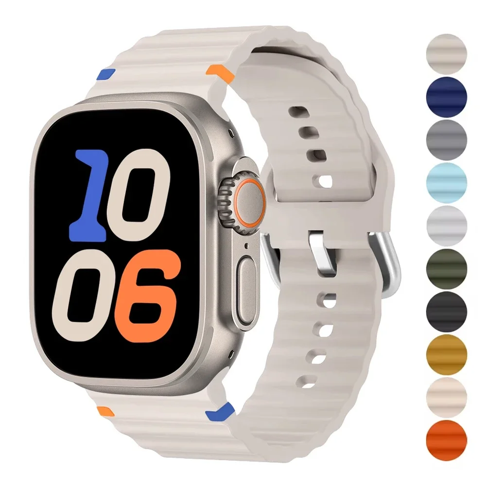 Silikonarmband für Apple Watch Ultra Band 49 mm 46 mm 45 mm 42 mm 44 mm 40 mm 41 mm Correa-Armbandgürtel iWatch-Serie 10 9 8 6 7 5 SE Image