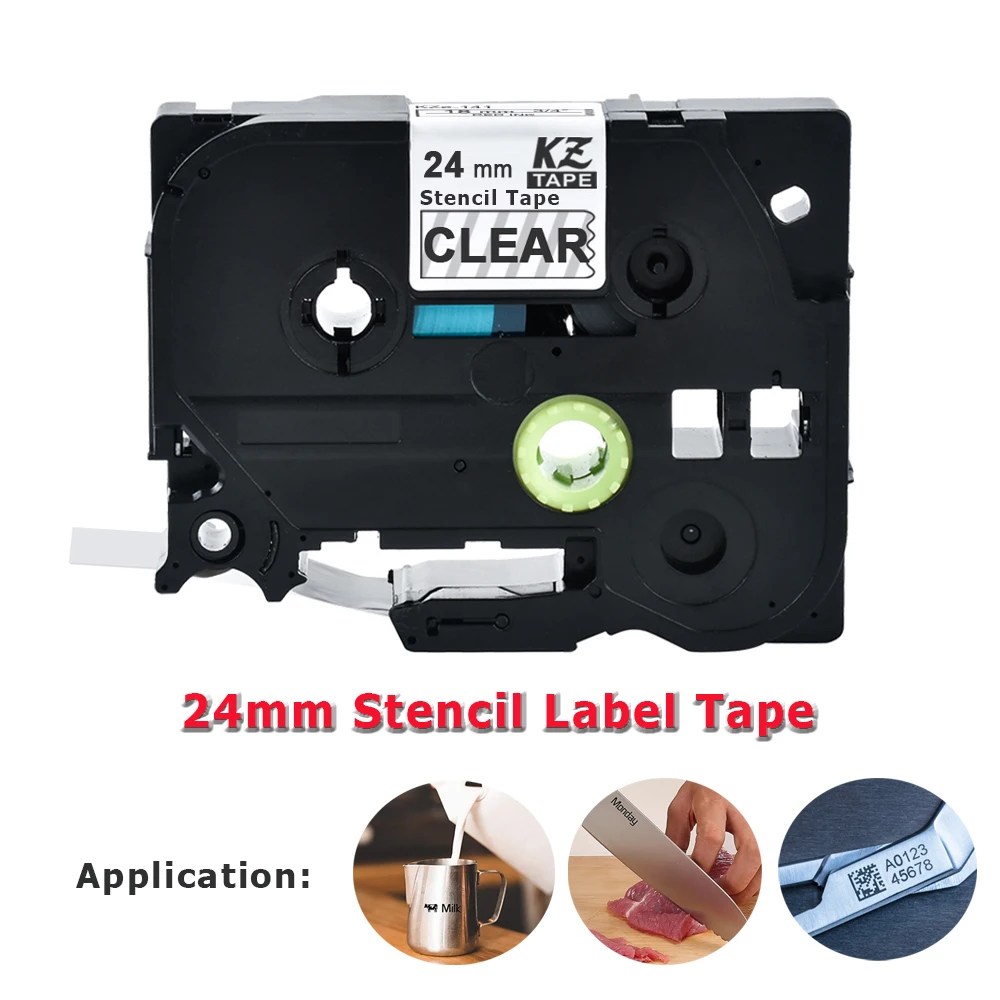24mm schablone label STe-151 ste151 ste 151 schwarz auf klar für bruder p-touch PT-E550WVP PT-710BT PT-P900W Image