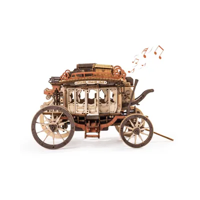 Robotime Rokr Stagecoach Spieluhr 3D-Holzpuzzle für Erwachsene, Geburtstag, Jahrestag, Geschenk, Hobby, STEM-Kits, Modell, einfach zu bauen Image