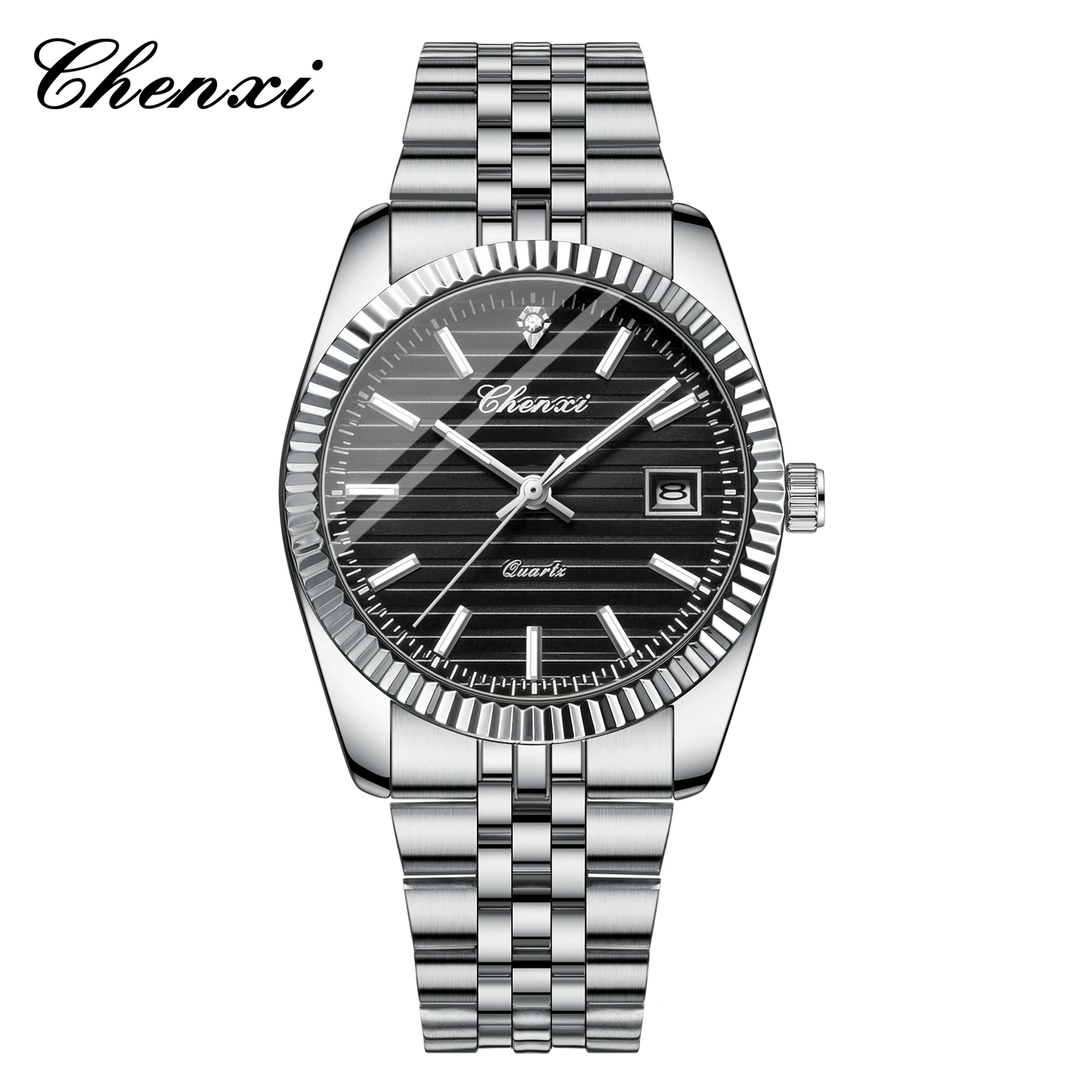 CHENXI 004D Herren Quarzuhren Luxus Edelstahl Uhr Wasserdicht Leuchtdatum Armbanduhr Casual für Männliche Uhr Image
