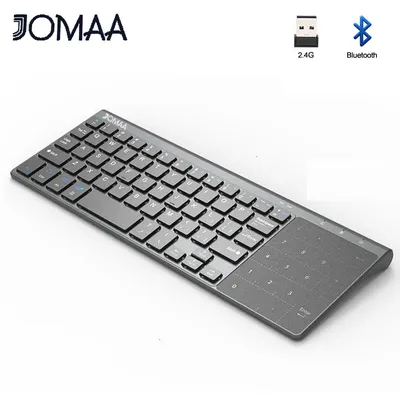 2.4G +Bluetooth Wireless Mini Keyboard with Number Touchpad for Notebook PC Smart TV Protable 59 Keys Wireless Mini Keyboard